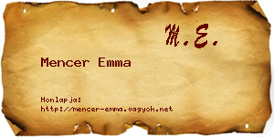 Mencer Emma névjegykártya